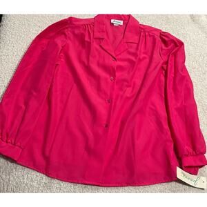 NWT VTG Joanna Shirt Women's XL Collared Long Sleeve Button Up Top pink US Made
